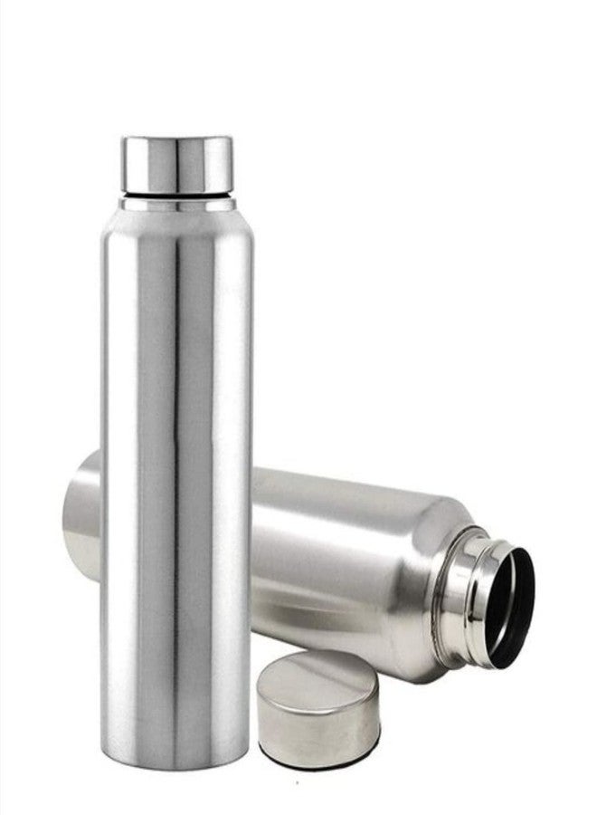 DARAZ مجموعة زجاجات مياه داراز من الفولاذ المقاوم للصدأ، 3 قطع، سعة كل زجاجة 1 لتر، فضية اللون، عصرية، مانعة للتسرب، قابلة لإعادة الاستخدام، مناسبة للنادي الرياضي، المكتب، المنزل، ركوب الدراجات، والرياضات الأخرى، سعة 1000 مل، مصنوعة من الفولاذ المقاوم للصدأ - Image 3